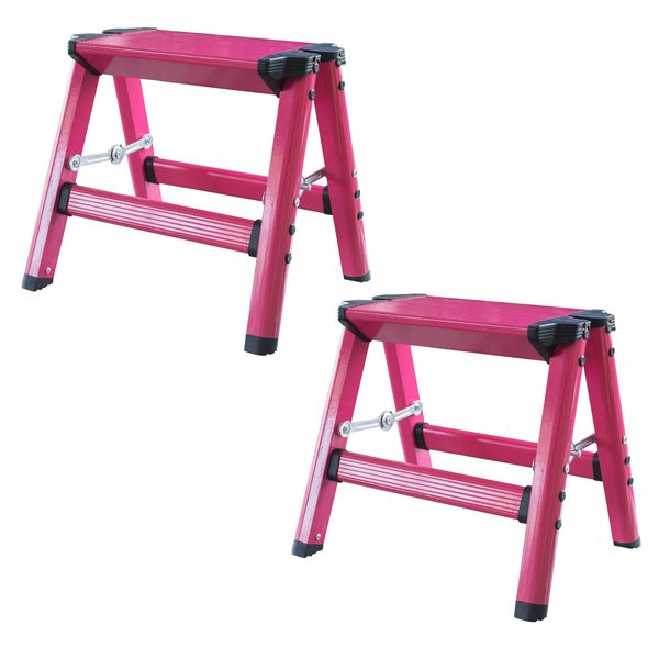 Amerihome Lightweight Single Step Aluminum Step Stool, PK2, Bright Pink STL1APNKKIT